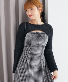 MAJESTIC LEGON / マジェスティックレゴン ミニ丈・ひざ丈ワンピース | デコルテオープンニットセットワンピース