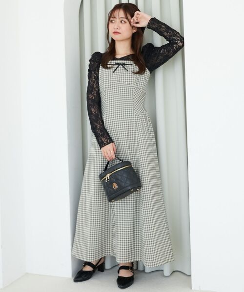 MAJESTIC LEGON / マジェスティックレゴン ミニ丈・ひざ丈ワンピース | デコルテオープンニットセットワンピース | 詳細14