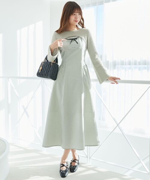 MAJESTIC LEGON / マジェスティックレゴン ミニ丈・ひざ丈ワンピース | デコルテオープンニットセットワンピース | 詳細16