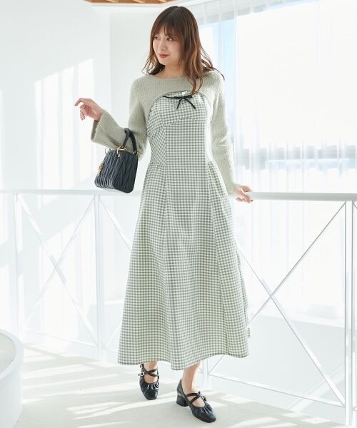 MAJESTIC LEGON / マジェスティックレゴン ミニ丈・ひざ丈ワンピース | デコルテオープンニットセットワンピース | 詳細17