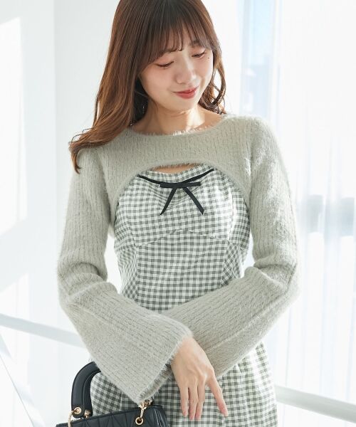 MAJESTIC LEGON / マジェスティックレゴン ミニ丈・ひざ丈ワンピース | デコルテオープンニットセットワンピース | 詳細19