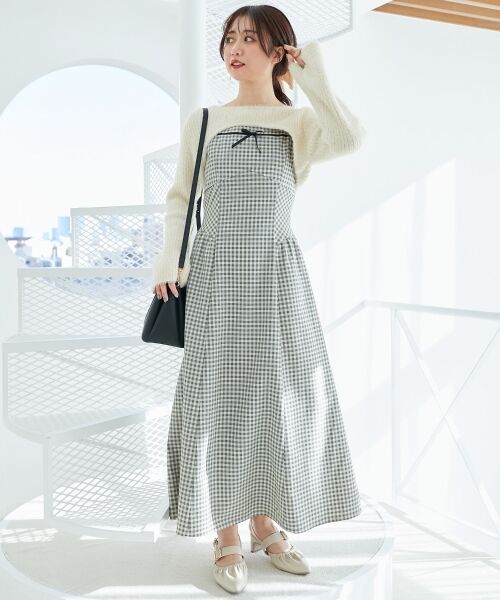 MAJESTIC LEGON / マジェスティックレゴン ミニ丈・ひざ丈ワンピース | デコルテオープンニットセットワンピース | 詳細2