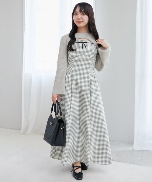 MAJESTIC LEGON / マジェスティックレゴン ミニ丈・ひざ丈ワンピース | デコルテオープンニットセットワンピース | 詳細24