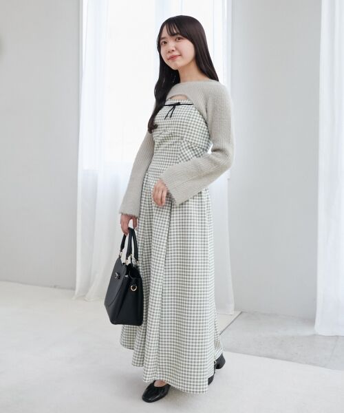 MAJESTIC LEGON / マジェスティックレゴン ミニ丈・ひざ丈ワンピース | デコルテオープンニットセットワンピース | 詳細25