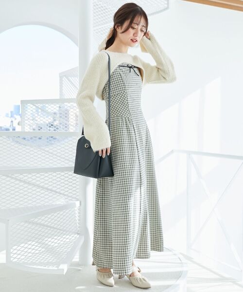 MAJESTIC LEGON / マジェスティックレゴン ミニ丈・ひざ丈ワンピース | デコルテオープンニットセットワンピース | 詳細3