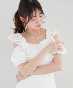 MAJESTIC LEGON / マジェスティックレゴン ロング・マキシ丈ワンピース | 肩レースフリルワンピース