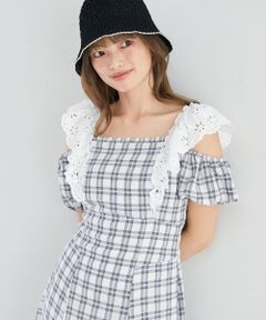 MAJESTIC LEGON / マジェスティックレゴン ロング・マキシ丈ワンピース | 肩レースフリルワンピース