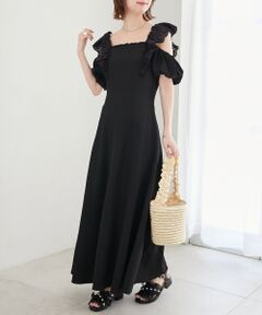 MAJESTIC LEGON / マジェスティックレゴン ロング・マキシ丈ワンピース | 肩レースフリルワンピース