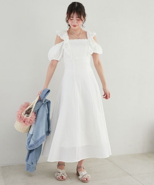 MAJESTIC LEGON / マジェスティックレゴン ロング・マキシ丈ワンピース | 肩レースフリルワンピース | 詳細1