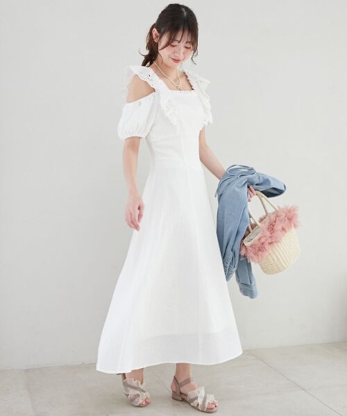 MAJESTIC LEGON / マジェスティックレゴン ロング・マキシ丈ワンピース | 肩レースフリルワンピース | 詳細2