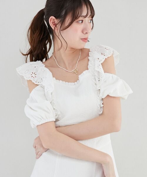 MAJESTIC LEGON / マジェスティックレゴン ロング・マキシ丈ワンピース | 肩レースフリルワンピース | 詳細4