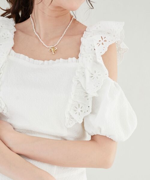 MAJESTIC LEGON / マジェスティックレゴン ロング・マキシ丈ワンピース | 肩レースフリルワンピース | 詳細7