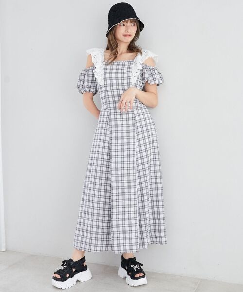 MAJESTIC LEGON / マジェスティックレゴン ロング・マキシ丈ワンピース | 肩レースフリルワンピース | 詳細8