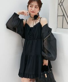 MAJESTIC LEGON / マジェスティックレゴン ロング・マキシ丈ワンピース | レースアップフレアキャミワンピ