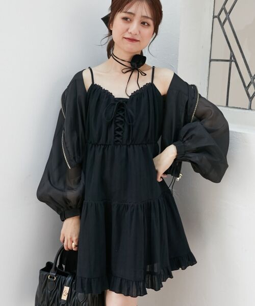 MAJESTIC LEGON / マジェスティックレゴン ロング・マキシ丈ワンピース | レースアップフレアキャミワンピ | 詳細4