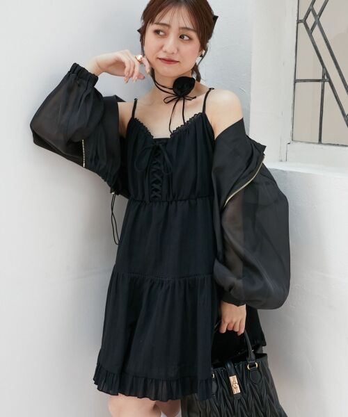 MAJESTIC LEGON / マジェスティックレゴン ロング・マキシ丈ワンピース | レースアップフレアキャミワンピ | 詳細5