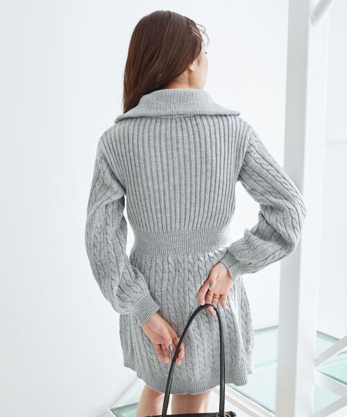 MAJESTIC LEGON / マジェスティックレゴン ミニ丈・ひざ丈ワンピース | ケーブルジップニットミニワンピ | 詳細13