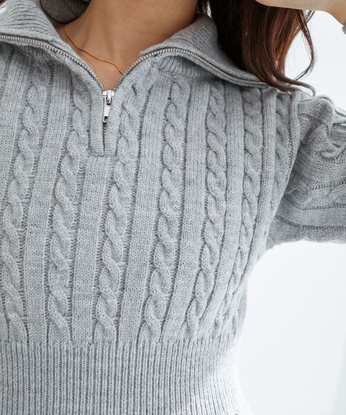 MAJESTIC LEGON / マジェスティックレゴン ミニ丈・ひざ丈ワンピース | ケーブルジップニットミニワンピ | 詳細14