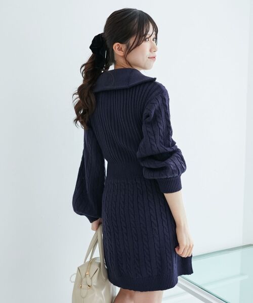 MAJESTIC LEGON / マジェスティックレゴン ミニ丈・ひざ丈ワンピース | ケーブルジップニットミニワンピ | 詳細20