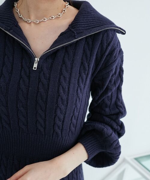 MAJESTIC LEGON / マジェスティックレゴン ミニ丈・ひざ丈ワンピース | ケーブルジップニットミニワンピ | 詳細21