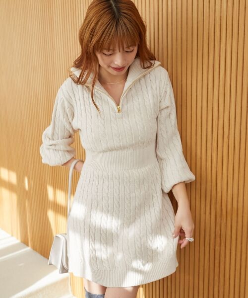 MAJESTIC LEGON / マジェスティックレゴン ミニ丈・ひざ丈ワンピース | ケーブルジップニットミニワンピ | 詳細4