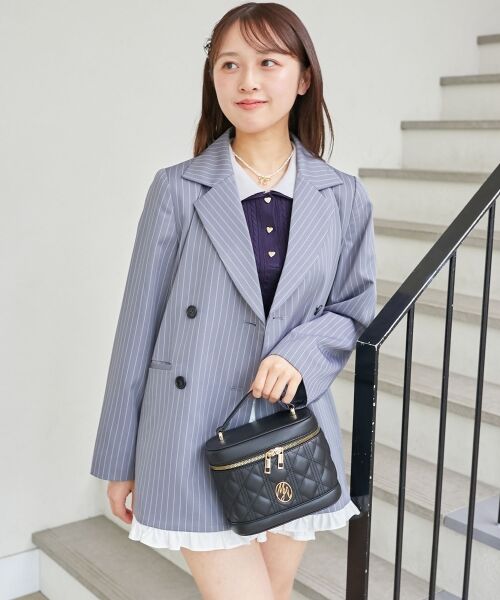 MAJESTIC LEGON/マジェスティックレゴン バイカラーフリルトリムジャケット グレー柄 M MAJESTIC LEGON/マジェスティックレゴン バイカラーフリルトリムジャケット グレー柄 M