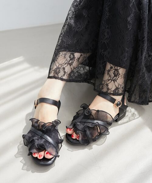 MAJESTIC LEGON/マジェスティックレゴン シアーフリルサンダル ブラック S MAJESTIC LEGON/マジェスティックレゴン シアーフリルサンダル ブラック S