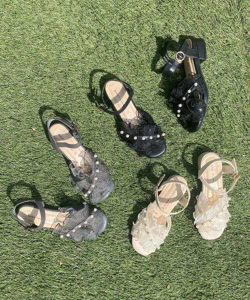 MAJESTIC LEGON / マジェスティックレゴン サンダル | パールシアーフリルサンダル | 詳細1