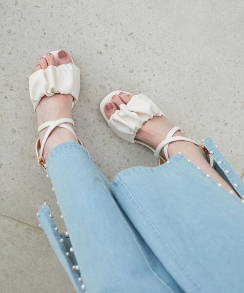 MAJESTIC LEGON/マジェスティックレゴン シアーギャザーサンダル オフ 06 MAJESTIC LEGON/マジェスティックレゴン シアーギャザーサンダル オフ 06