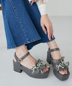 MAJESTIC LEGON / マジェスティックレゴン サンダル | パールリボンフリルボリュームサンダル