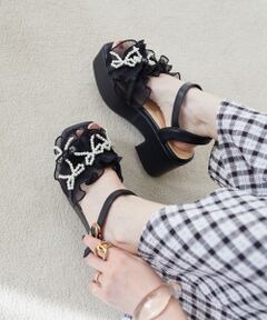 MAJESTIC LEGON / マジェスティックレゴン サンダル | パールリボンフリルボリュームサンダル