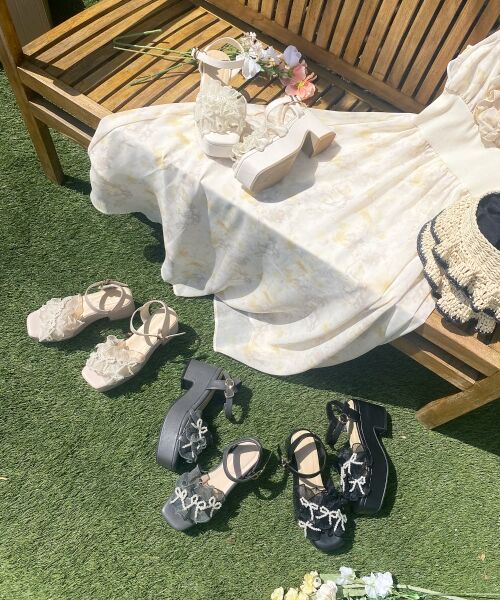 MAJESTIC LEGON / マジェスティックレゴン サンダル | パールリボンフリルボリュームサンダル | 詳細1