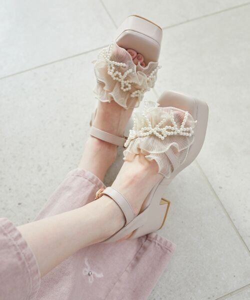 MAJESTIC LEGON / マジェスティックレゴン サンダル | パールリボンフリルボリュームサンダル | 詳細16