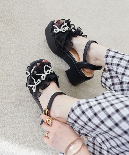 MAJESTIC LEGON / マジェスティックレゴン サンダル | パールリボンフリルボリュームサンダル | 詳細21
