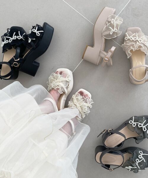 MAJESTIC LEGON / マジェスティックレゴン サンダル | パールリボンフリルボリュームサンダル | 詳細23