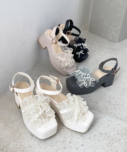 MAJESTIC LEGON / マジェスティックレゴン サンダル | パールリボンフリルボリュームサンダル | 詳細24