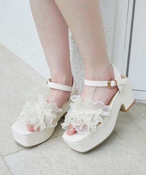 MAJESTIC LEGON / マジェスティックレゴン サンダル | パールリボンフリルボリュームサンダル | 詳細3