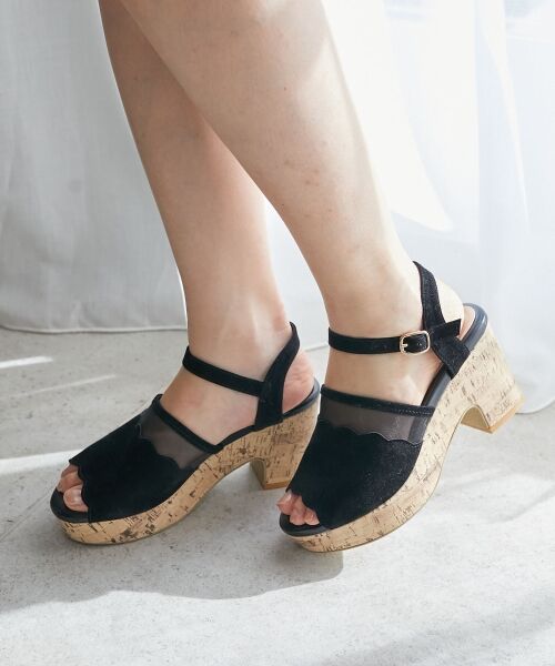 MAJESTIC LEGON/マジェスティックレゴン スカラップシアーサンダル ブラック XL MAJESTIC LEGON/マジェスティックレゴン スカラップシアーサンダル ブラック XL