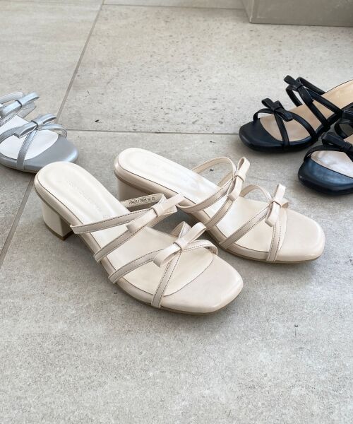 MAJESTIC LEGON/マジェスティックレゴン ダブルリボンサンダル アイボリー S MAJESTIC LEGON/マジェスティックレゴン ダブルリボンサンダル アイボリー S
