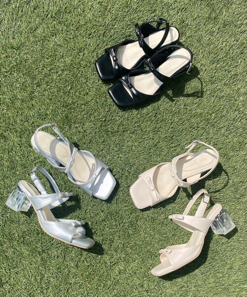 MAJESTIC LEGON / マジェスティックレゴン サンダル | クリアビジューヒールリボンサンダル | 詳細1