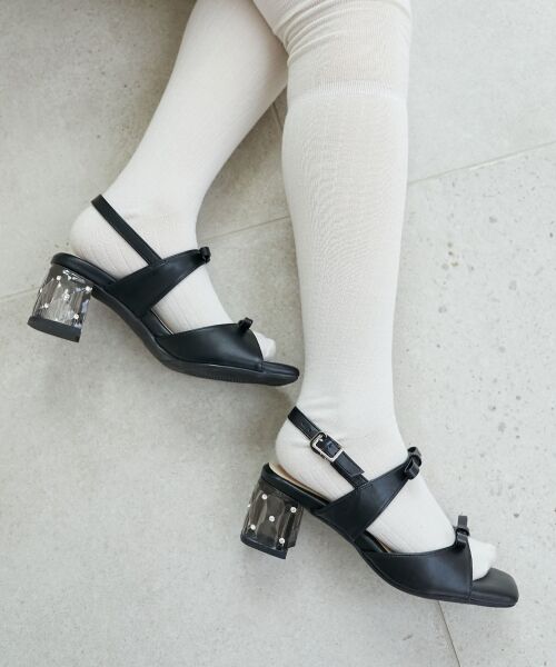 MAJESTIC LEGON / マジェスティックレゴン サンダル | クリアビジューヒールリボンサンダル | 詳細10