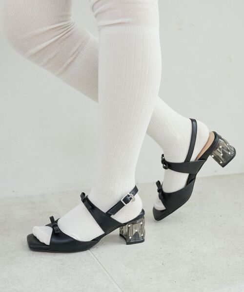 MAJESTIC LEGON / マジェスティックレゴン サンダル | クリアビジューヒールリボンサンダル | 詳細11