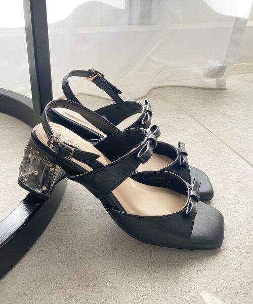 MAJESTIC LEGON / マジェスティックレゴン サンダル | クリアビジューヒールリボンサンダル | 詳細17