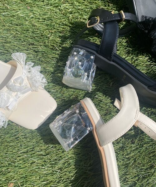 MAJESTIC LEGON / マジェスティックレゴン サンダル | パールクリアヒールリボンサンダル | 詳細13