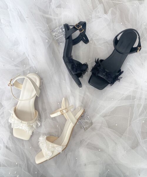 MAJESTIC LEGON / マジェスティックレゴン サンダル | パールクリアヒールリボンサンダル | 詳細14