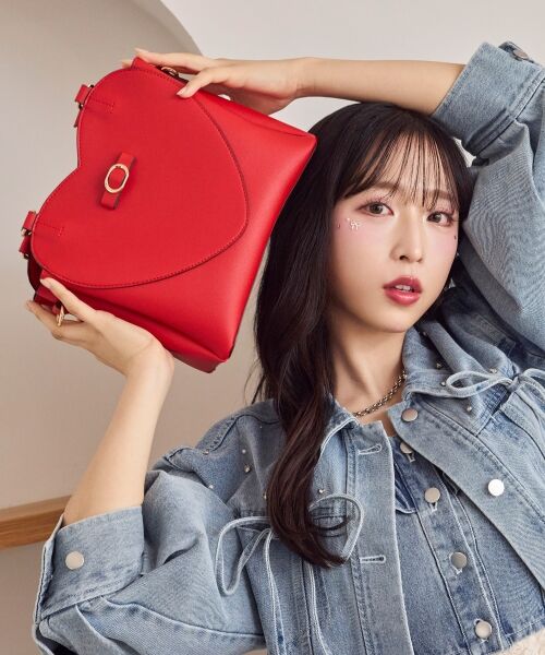 MAJESTIC LEGON/マジェスティックレゴン ハートリボンショルダーバッグ レッド FREE MAJESTIC LEGON/マジェスティックレゴン ハートリボンショルダーバッグ レッド FREE