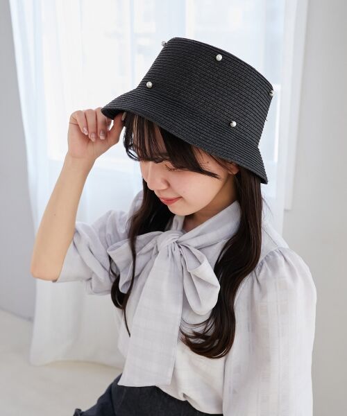 MAJESTIC LEGON/マジェスティックレゴン パールペーパーベルハット ブラック FREE MAJESTIC LEGON/マジェスティックレゴン パールペーパーベルハット ブラック FREE