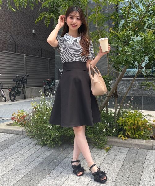 MAJESTIC LEGON / マジェスティックレゴン ロング・マキシ丈スカート | バックレースアップフレアスカート（柄Ｃ）