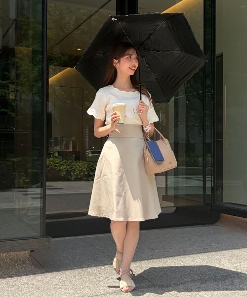MAJESTIC LEGON / マジェスティックレゴン ロング・マキシ丈スカート | バックレースアップフレアスカート（ベージュ柄）