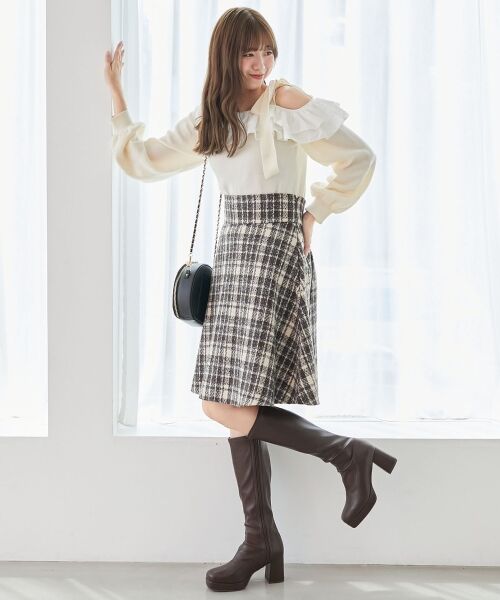 MAJESTIC LEGON / マジェスティックレゴン ロング・マキシ丈スカート | バックレースアップフレアスカート | 詳細4